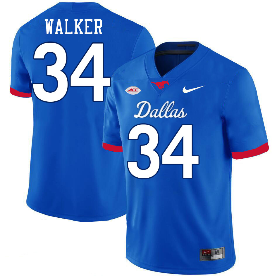 SMU Mustangs #34 Ahmad Walker Jersey College Football Uniforms-Dallas Royal